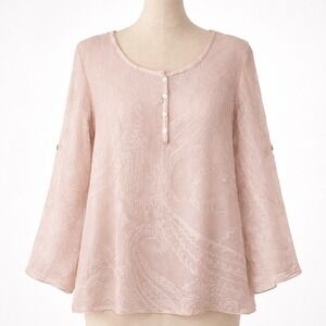 Scandal Floral Fairy 100% Silk Burnout Top Size M Pink Paisley Romantic Ethereal